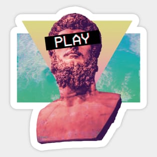 Vaporwave Aesthetic Glitch Effect Play Bust Sticker